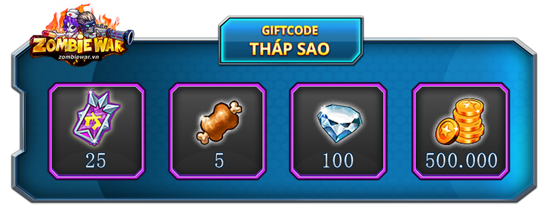 Tặng 200 giftcode Tháp Sao game Zombie War