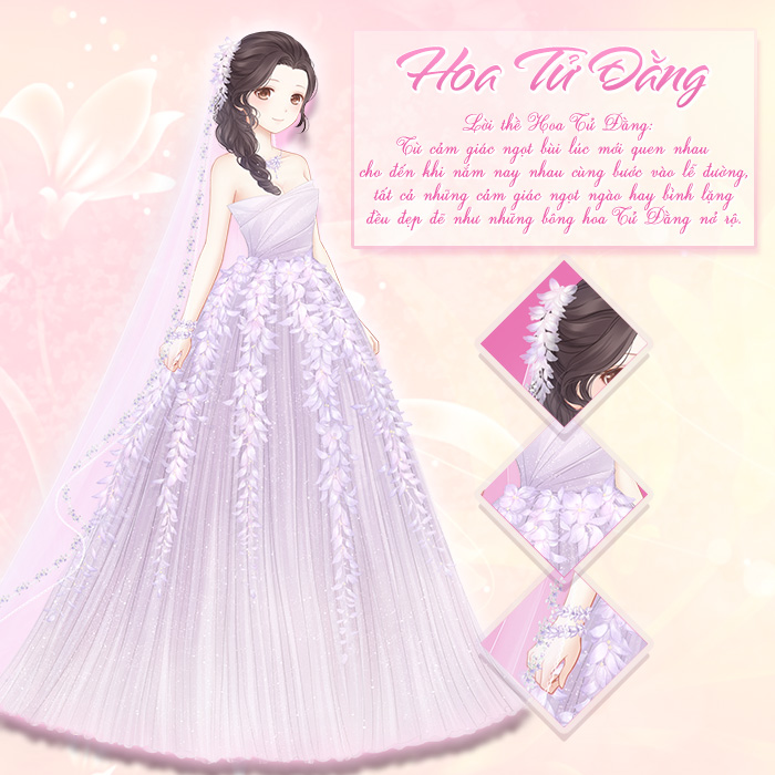 Hoa Tử Đằng là bộ váy cưới màu tím rất ngọt ngào