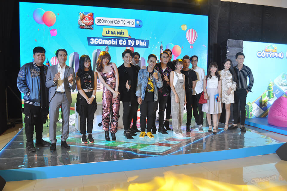 Dàn sao showbiz và các game thủ nổi tiếng tại lễ ra mắt 360mobi Cờ Tỷ Phú.