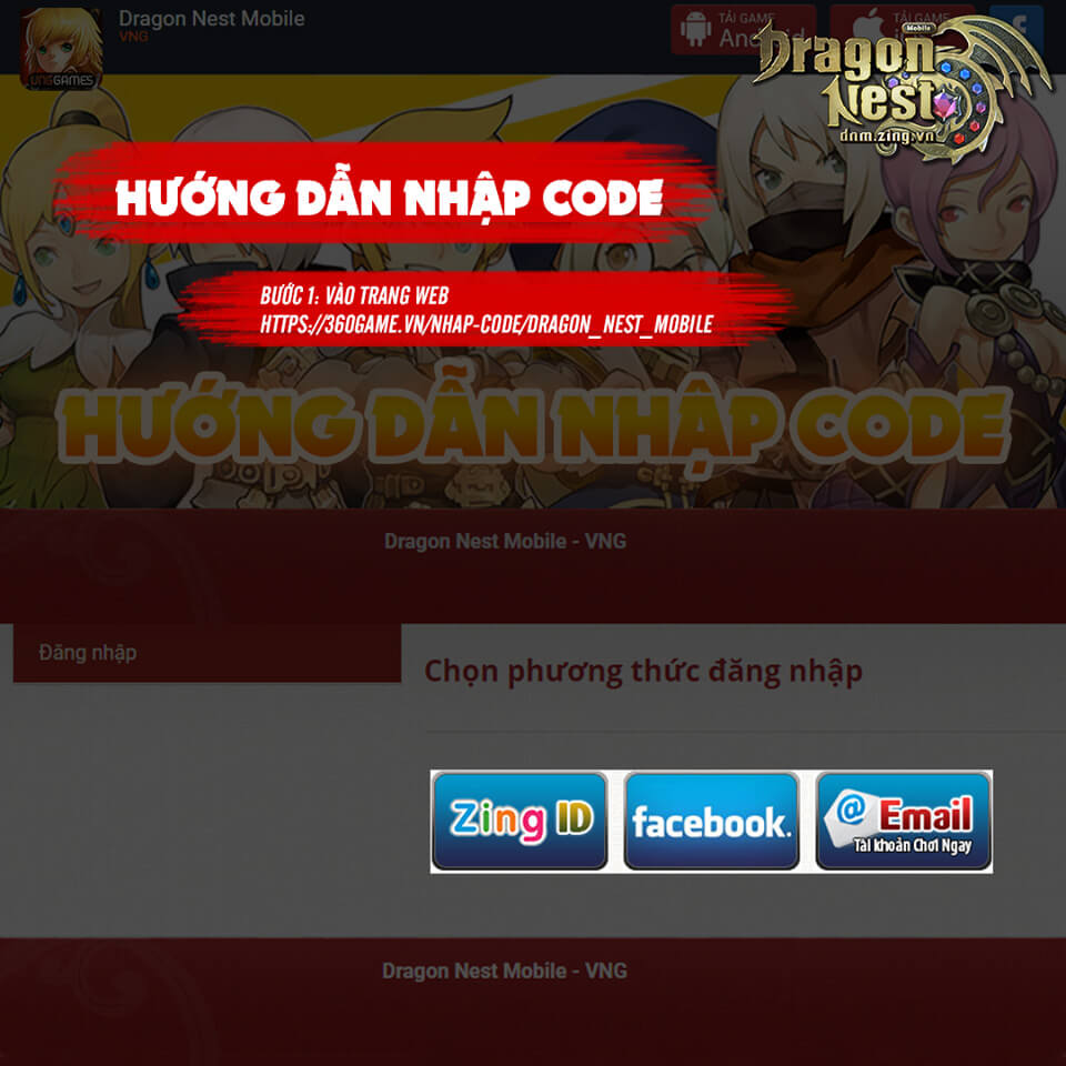 Hướng dẫn nhập giftcode Dragon Nest Mobile - Bước 1