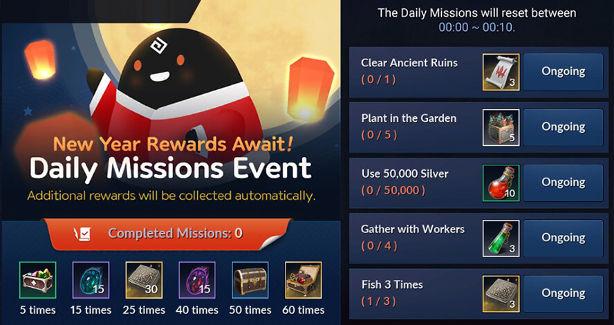 NEW YEAR'S DAILY MISSIONS EVENT