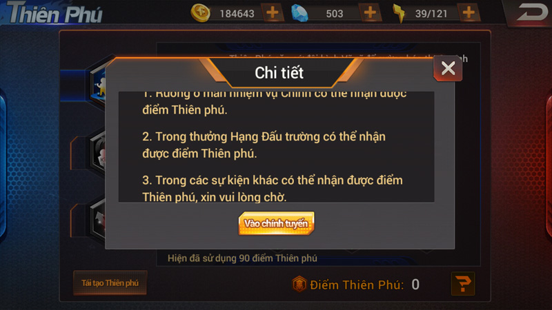 Tìm hiểu về điểm thiên phú trong Quyền Vương 98