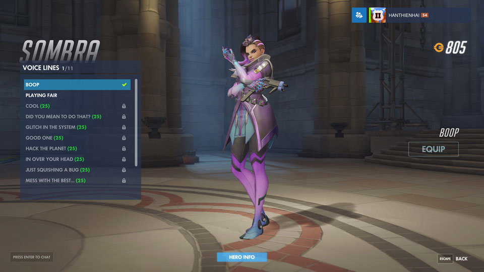 Bổ sung voice line Boop cho Sombra