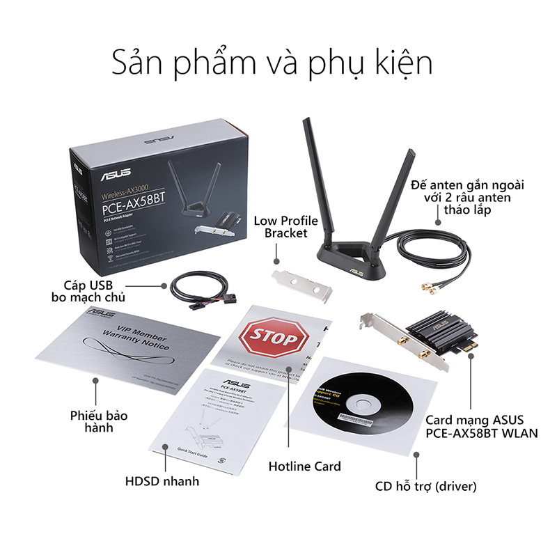 Card mạng Wi-fi 6 PCE-AX58BT