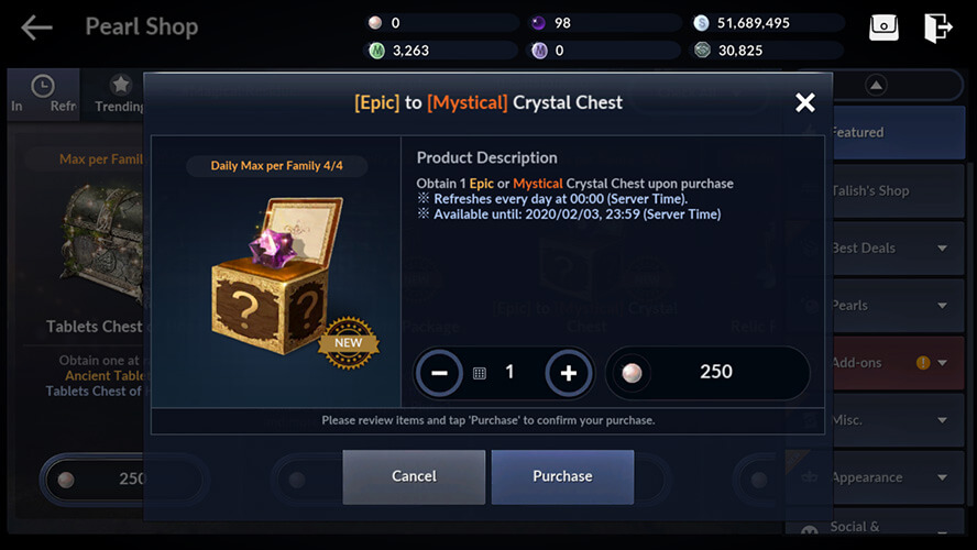[Epic] to [Mystical] Crystal Chest
