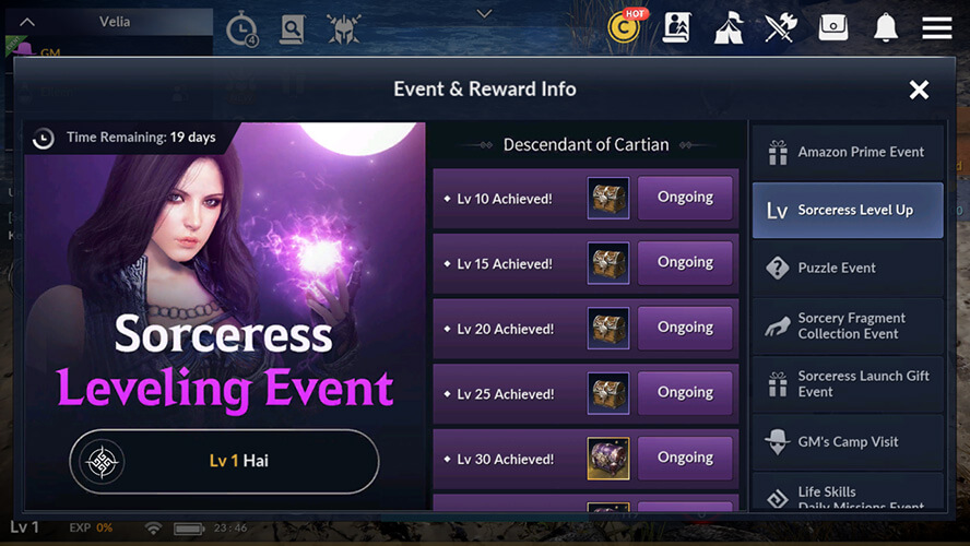 Sorceress Leveling Event