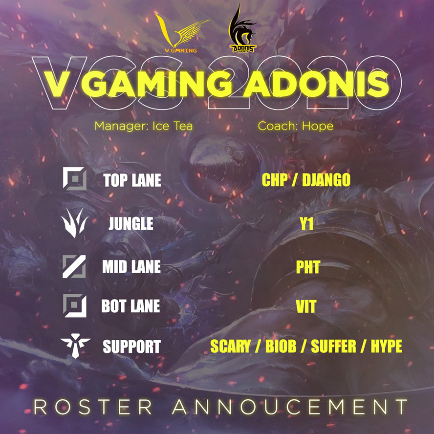 Adonis Esports đổi tên thành V Gaming Adonis