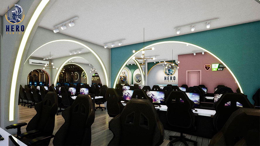 Bản thiết kế 3D của Hero Esports Center Coffee Lounge