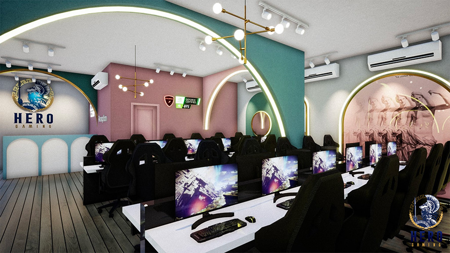 Bản thiết kế 3D của Hero Esports Center Coffee Lounge