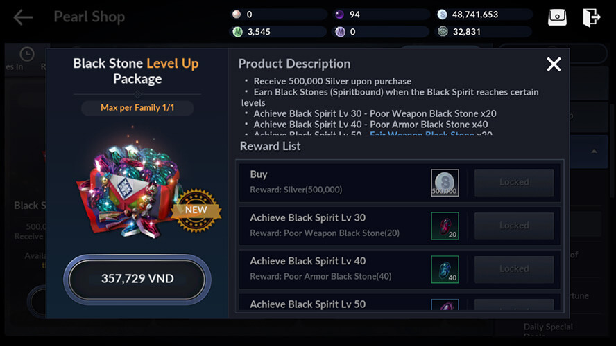 Black Stone Level Up Package