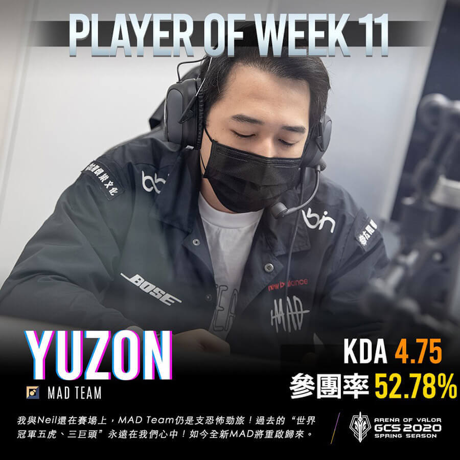 MAD Yuzon: Tuyển thủ xuất sắc nhất tuần 11.