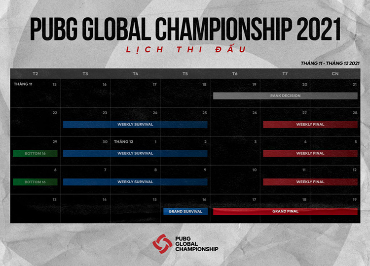 Lịch thi đấu PUBG Global Championship 2021