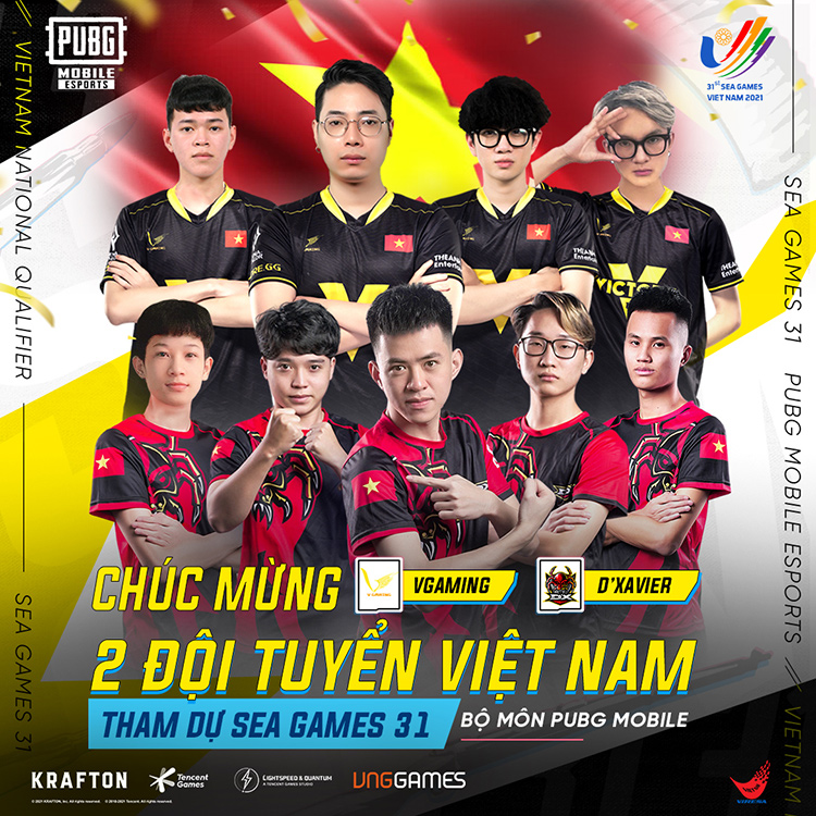 D'Xavier và V Gaming đại diện Việt Nam tham dự SEA Games 31 môn PUBG Mobile