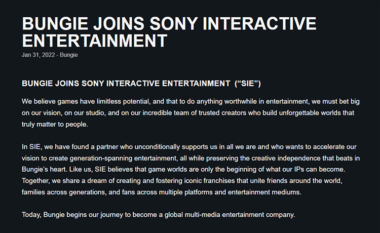 Sony chi 3,6 tỉ USD mua Bungie, Destiny vẫn là game đa nền tảng