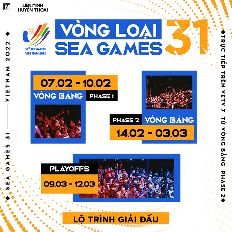 Lộ trình tổ chức Vòng loại SEA Games 31 bộ môn Liên Minh Huyền Thoại