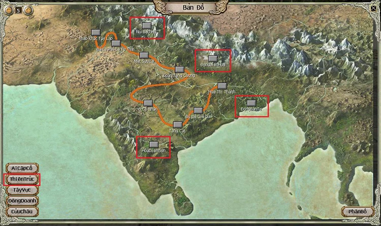 Bản đồ Thiên Trúc của Tam Quốc Chí Online