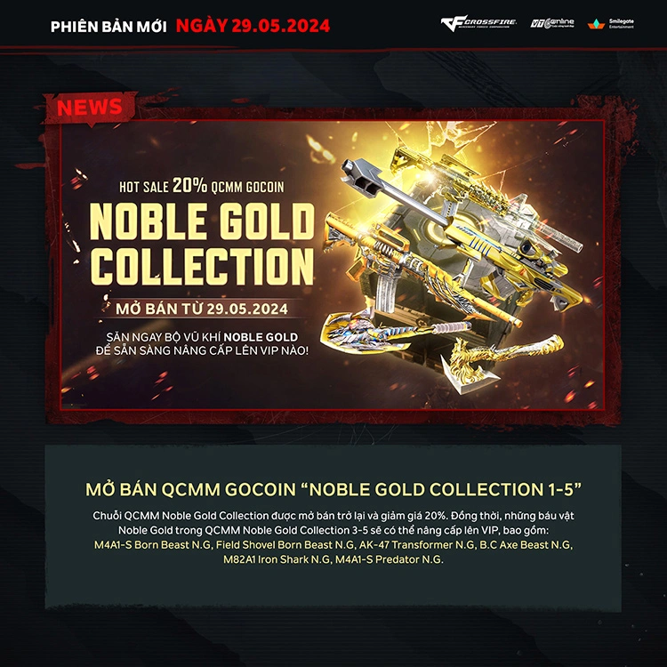 Mở 5 QCMM Noble Gold Collection với ưu đãi giảm giá 20%