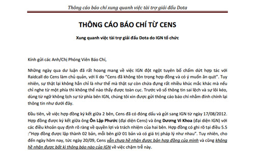 CENS quay lại tố ngược IGN vi phạm hợp đồng - Ảnh 2