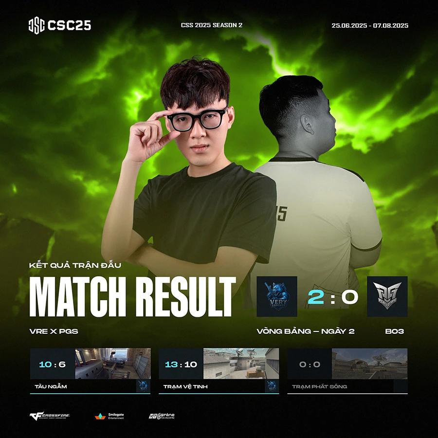 PG Esports và Very Esport thống trị lượt đi CSC 2025 Mùa 2
