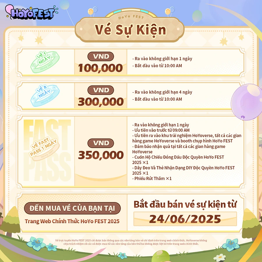 Giá vé tham dự Hoyo Fest 2025