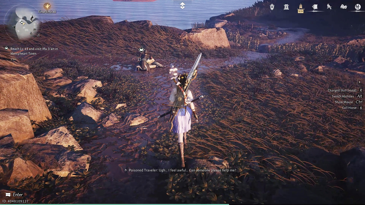 gặp Mu Ji'an tại Mercyheart Town làm nhiệm vụ để mở khóa kỹ năng chữa bệnh