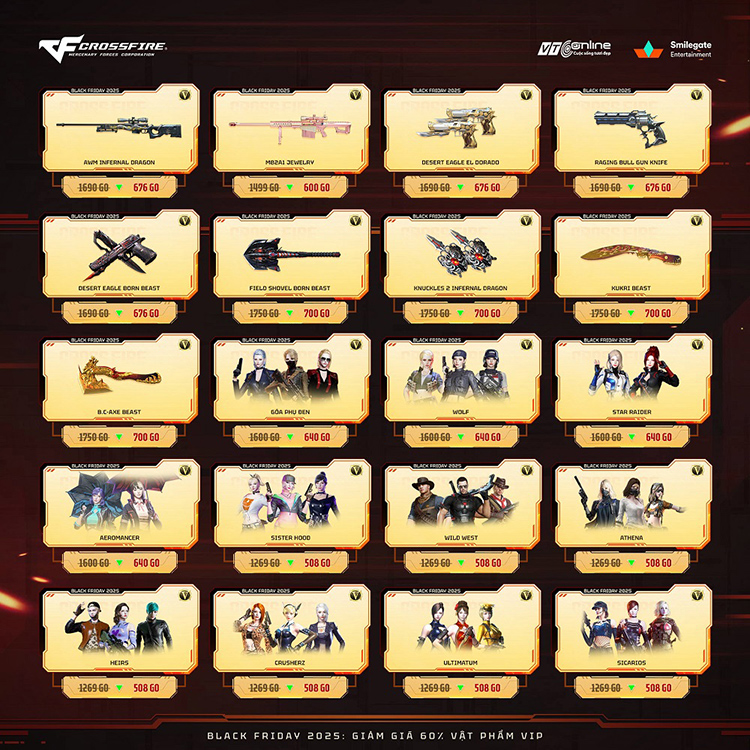 CrossFire giảm giá 60% vật phẩm VIP dịp Black Friday 2025