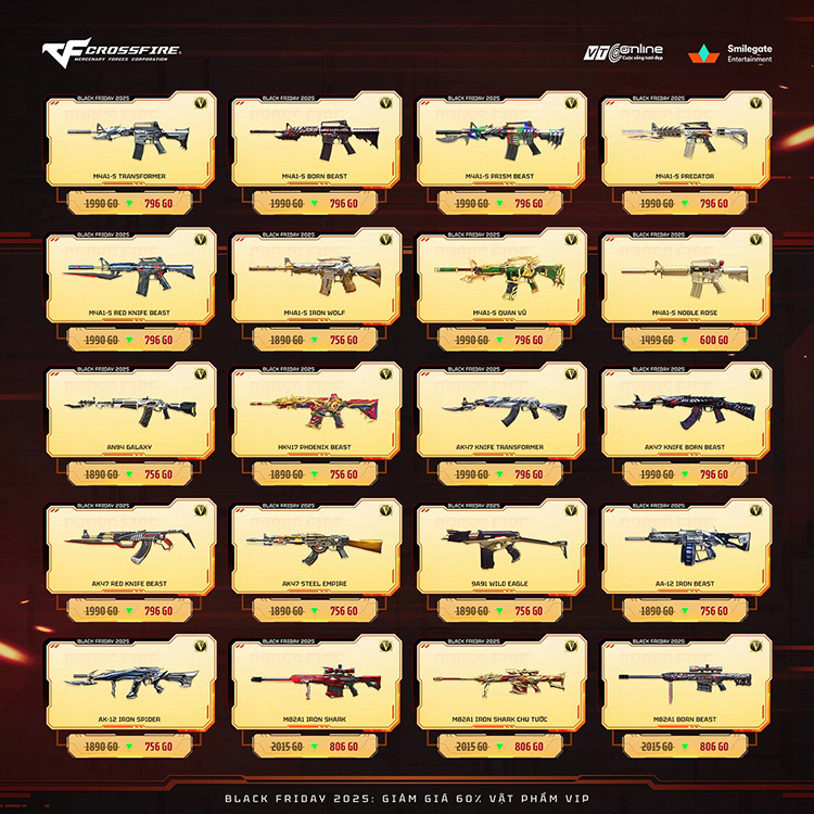 CrossFire giảm giá 60% vật phẩm VIP dịp Black Friday 2025