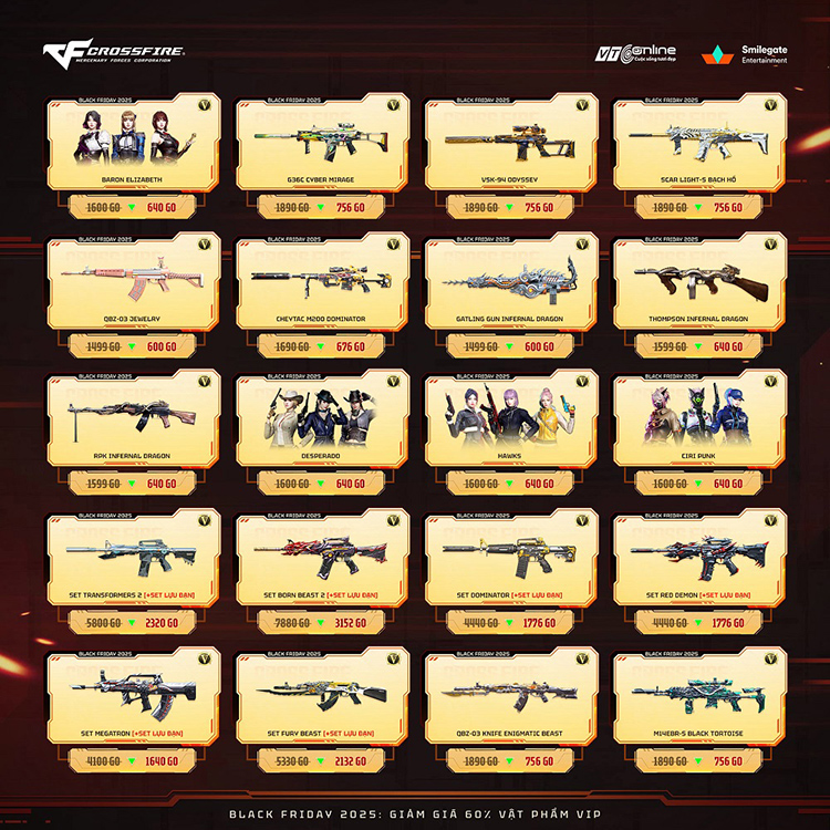 CrossFire giảm giá 60% vật phẩm VIP dịp Black Friday 2025