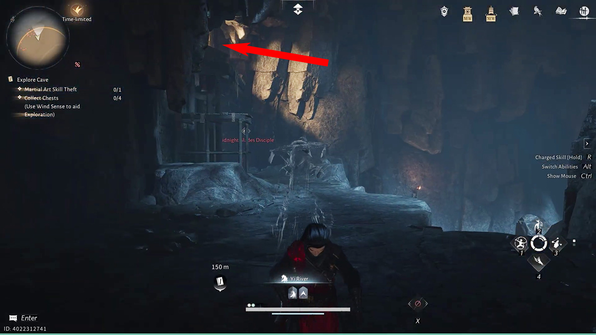 đi theo cầu thang cho đến khi thấy một giàn giáo gỗ dẫn vào thư viện