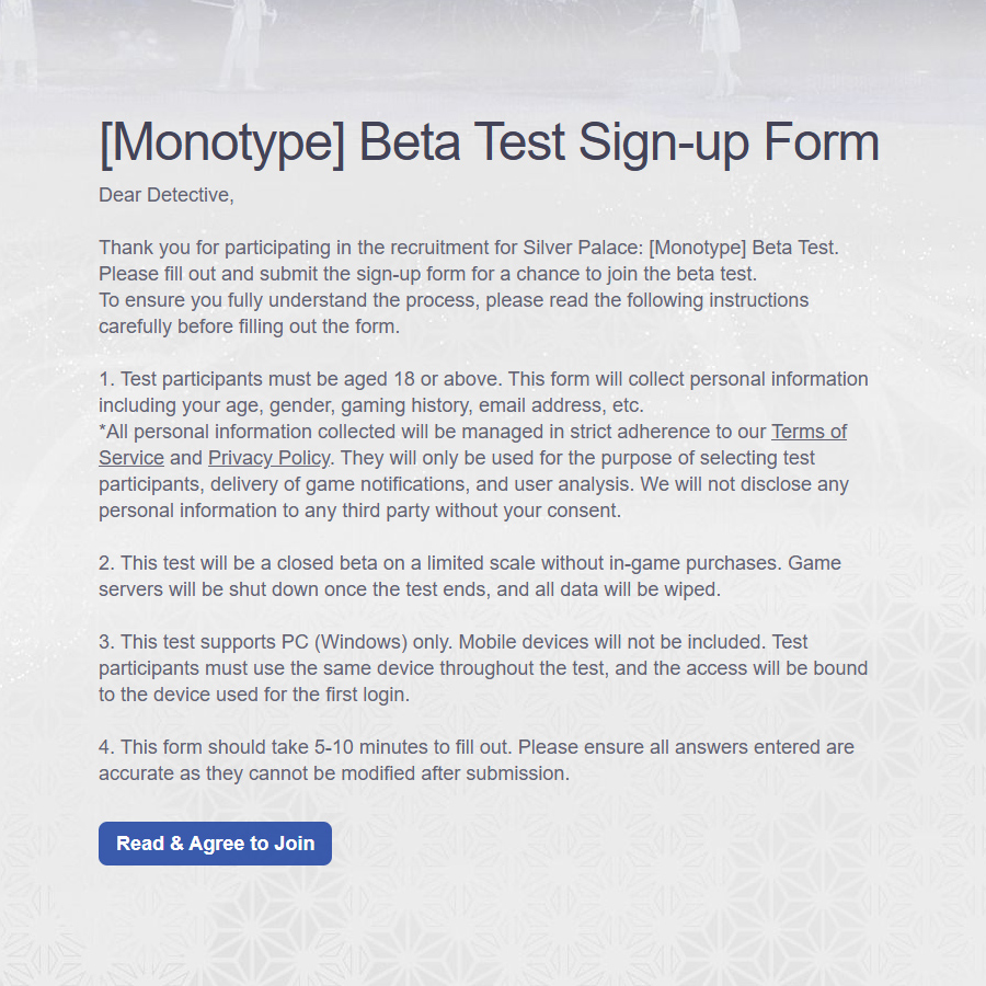 Silver Palace mở đăng ký thử nghiệm