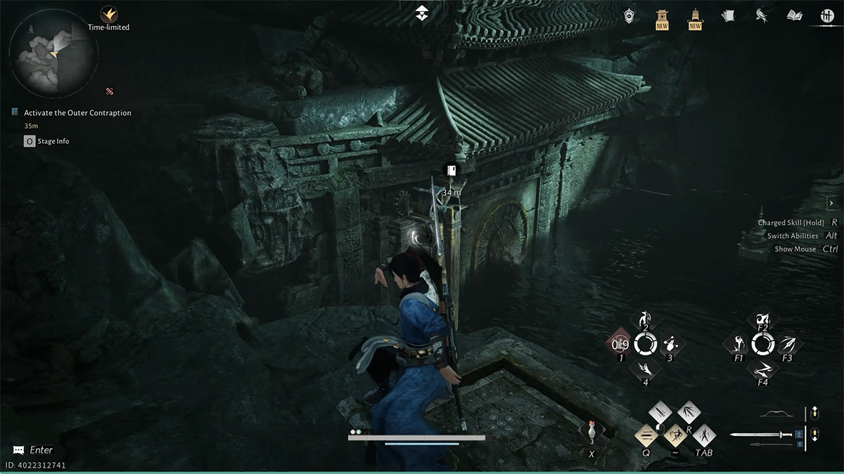 Cửa mở ra, đi ra vào đến bệ kích hoạt, dùng Tai Chi bắn nước vào bánh xe bên dưới để kích hoạt giai đoạn tiếp theo của nhiệm vụ.