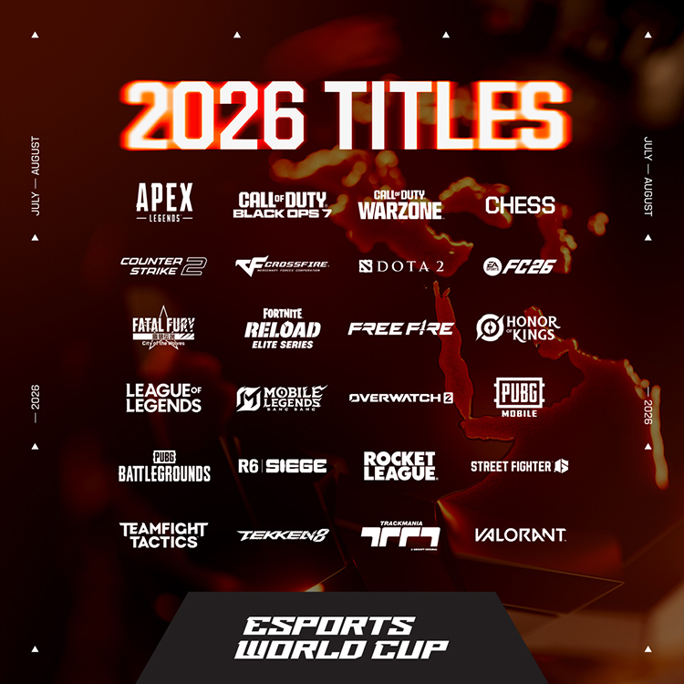 Danh sách các môn thi đấu tại Esports World Cup 2026 