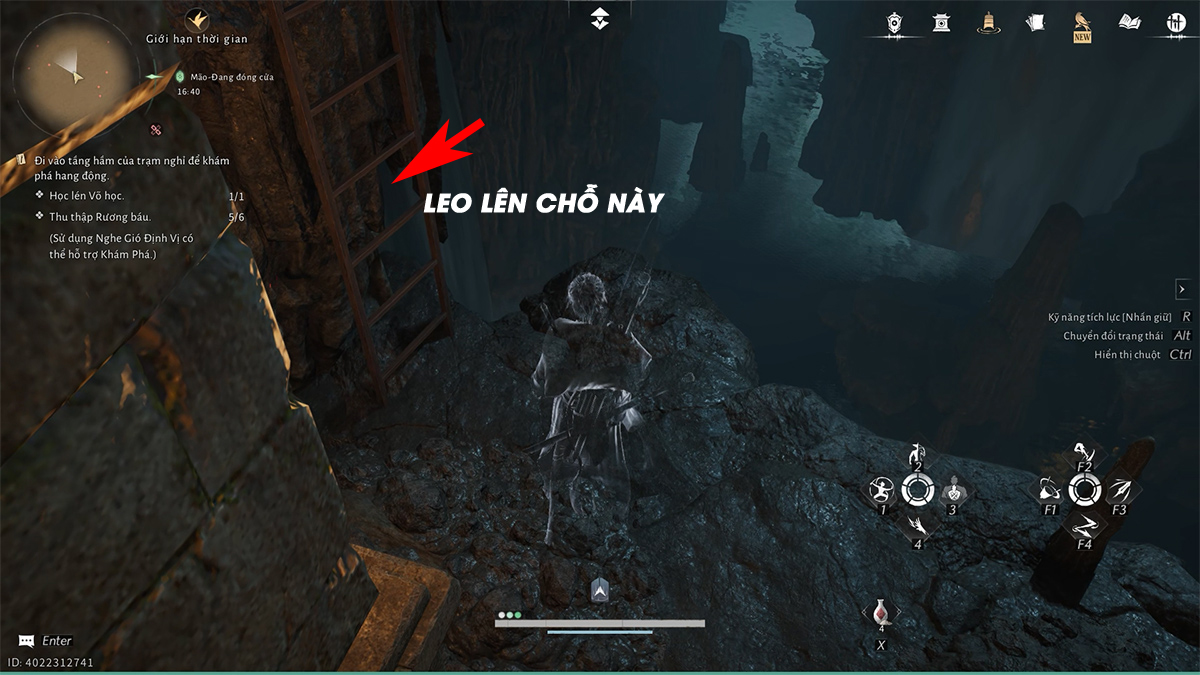 Từ lối vào thư viện, rẽ phải đi cho đến khi thấy một cái thang gỗ. Leo lên sẽ thấy rương số 2