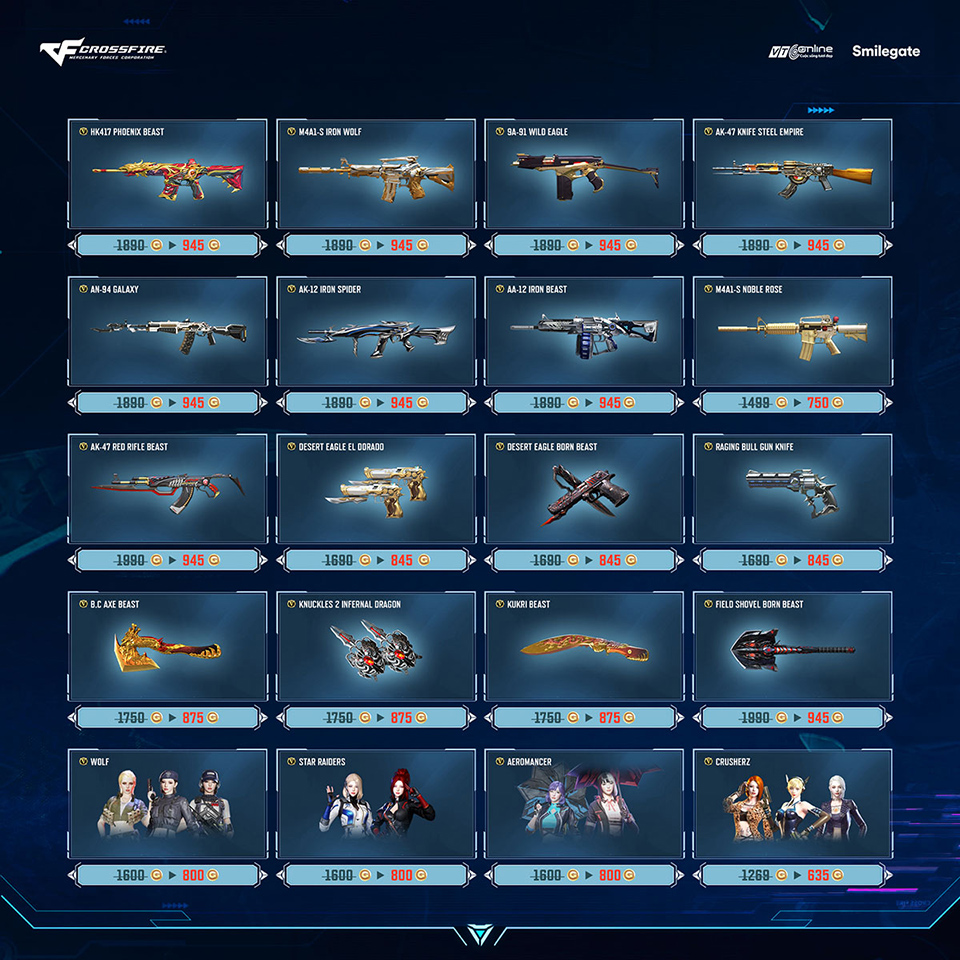 Crossfire giảm giá toàn bộ cửa hàng VIP