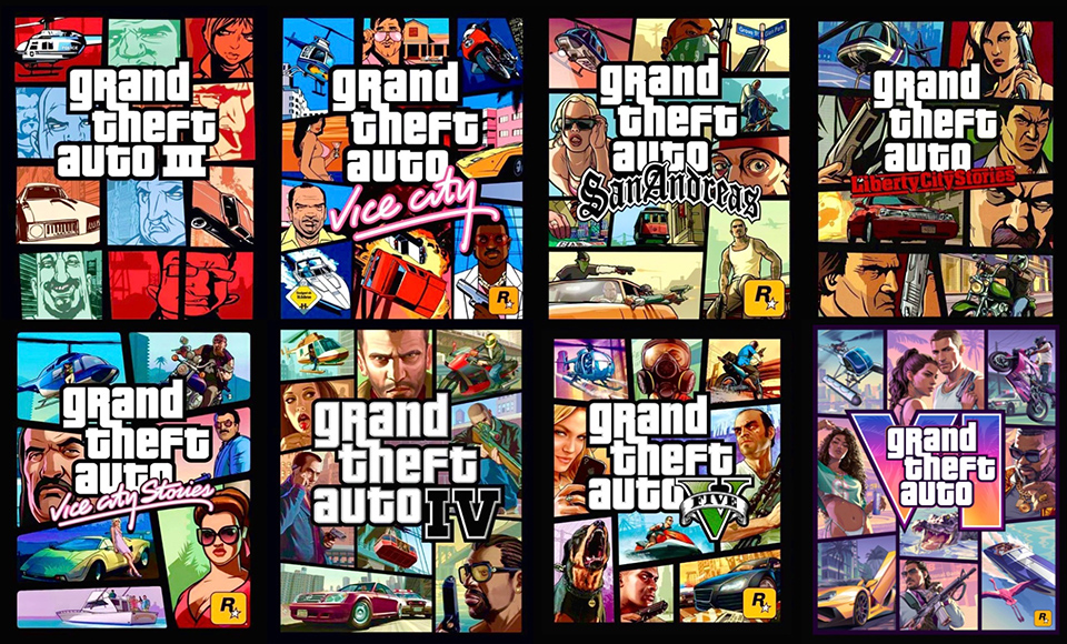 Ảnh bìa dòng game GTA từ năm 2021 đến 2026