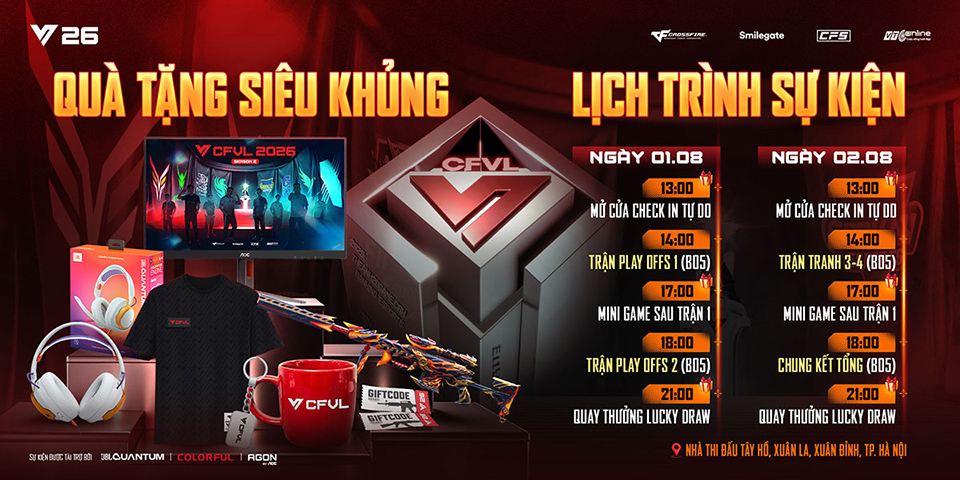 Chung kết CFVL 2026 Mùa 2 diễn ra tại nhà thi đấu Tây Hồ