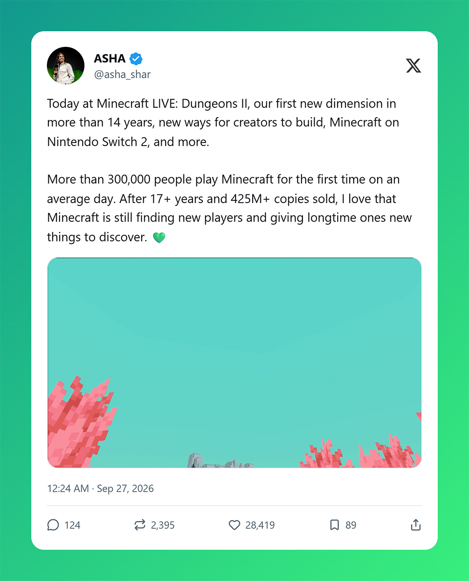 Minecraft công bố chiều không gian mới sau 14 năm